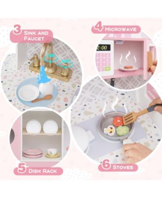 Kids Wooden Kitchen Set with Coffee Maker and Accessories, Play