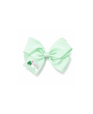 Girls Rainbow Shamrock Hair Bow