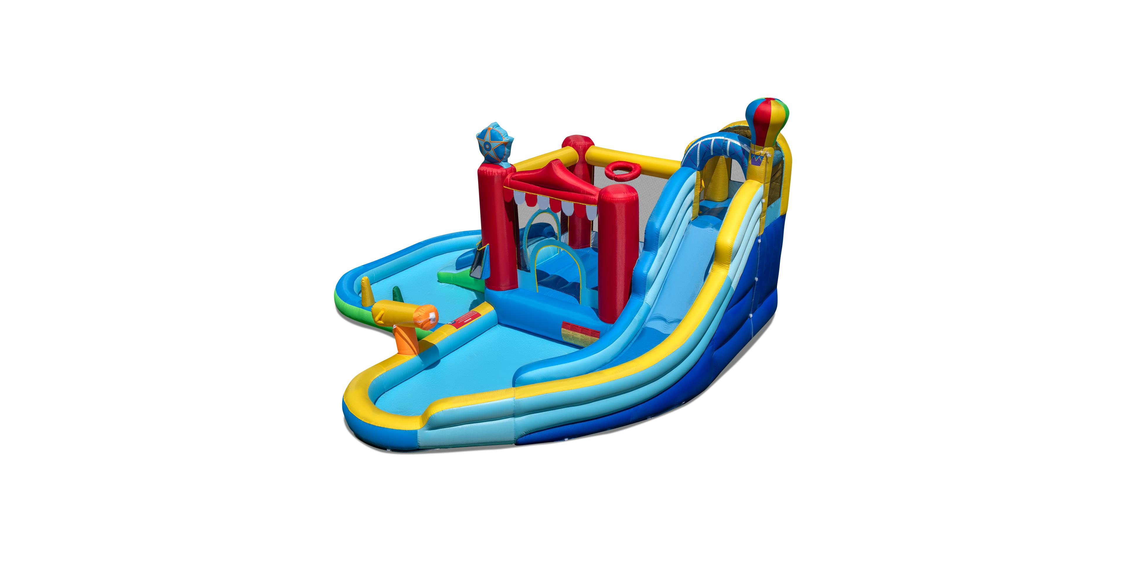 Mecale Inflatable Water Park with Water Slide, Splash Pool & Water Cannon, Ages 3-12