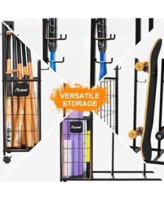 Skateboard Storage Rack with Wheels, Sports Organizer for Skateboards, Scooters,Heavy Duty Sports Storage Rack for Garage, Home or School Use