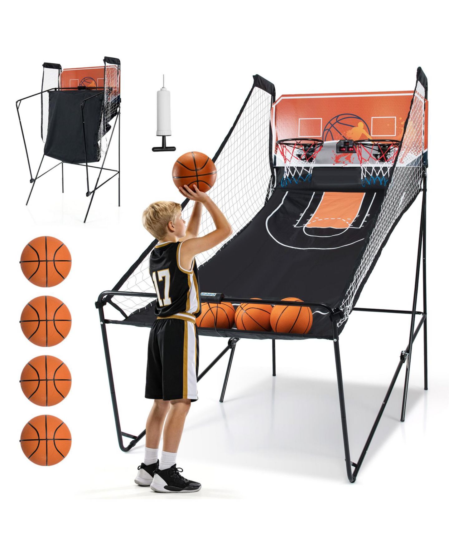 Детская игрушка Mecale Basketball Arcade Game Collection Foldable 8-Mode LED Scoreboard, Ages 8+, цвет: Чёрный — фото 1