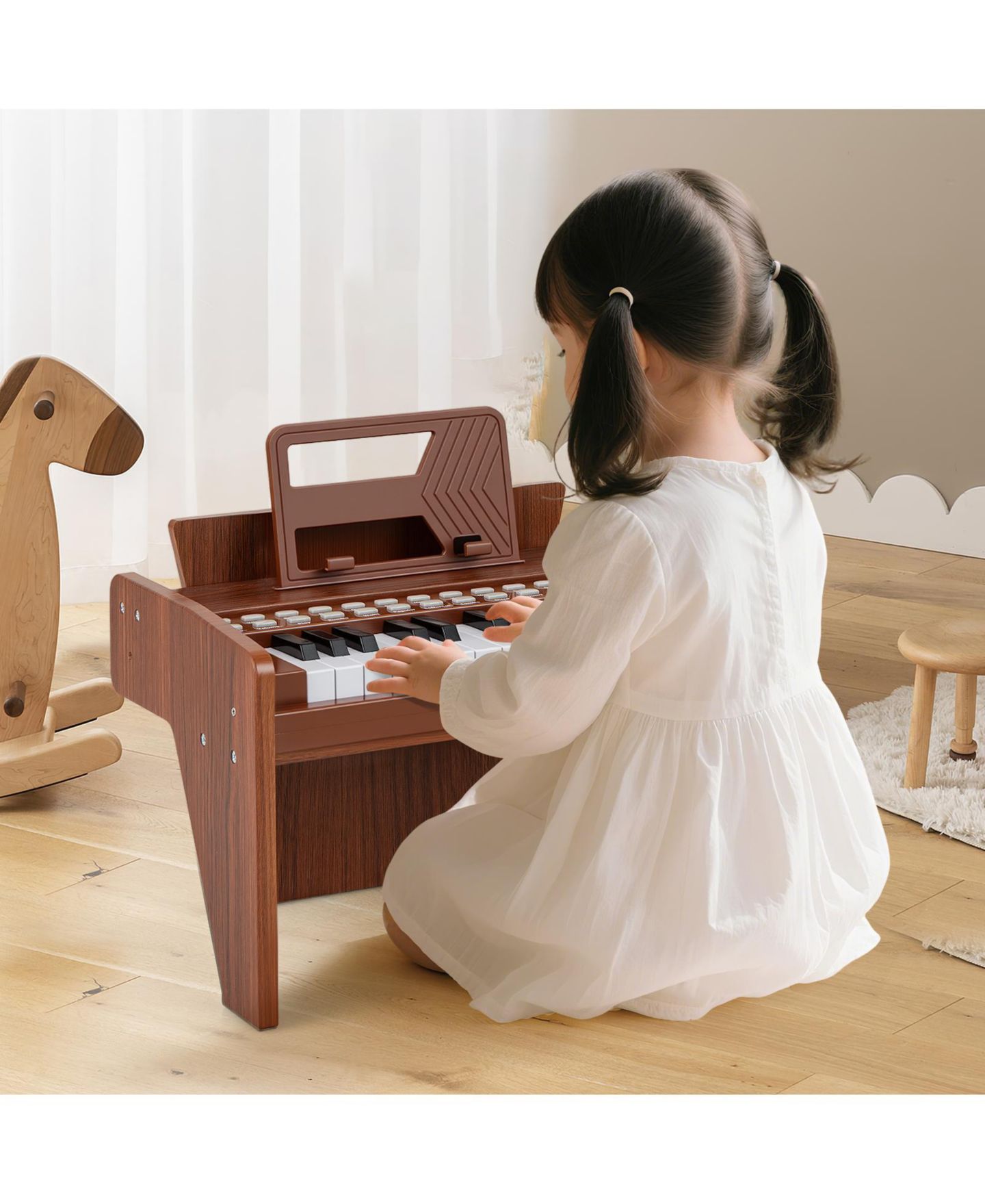 Детская игрушка Mecale 25-Key Children's Piano Keyboard with Light-Up Teaching Mode, Adjustable Speed & Volume, Ages 3+, цвет: Коричневый — фото 8