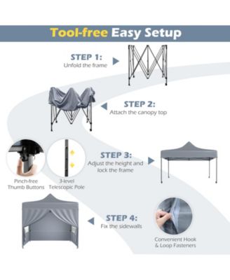 10x10 ft Pop-Up Canopy Tent with 4 Removable Sidewalls & Wheeled Bag