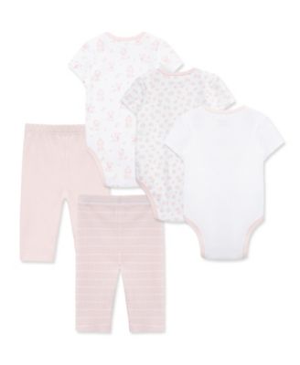 Baby Girls' Puppies Bodysuit and Pants, 5-Piece Set
