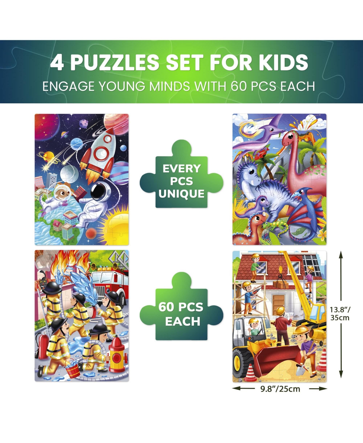 Quokka 4 x 60 Pieces Jigsaw Puzzles for Kids Ages 4-6