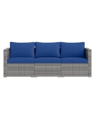 Outdoor 3-Piece PE Rattan Sectional Sofa Set with Cushions