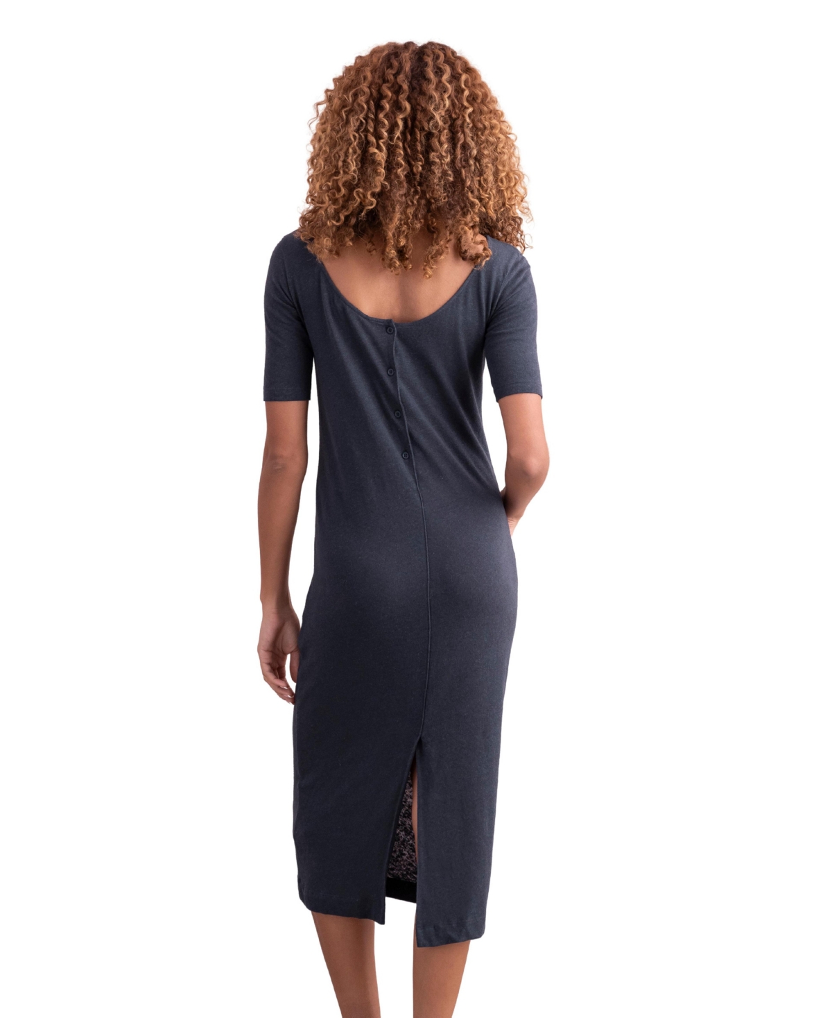 Celtic & Co. Women's Linen Blend Button Back Midi Dress