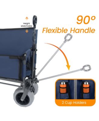 Collapsible Wagon - Heavy-Duty Seat Wagon with Canopy and Rear-Mounted Folding Tabletop, 500lbs Heavy-Duty for Camping, Garden