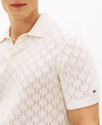 Men's Short-Sleeve Pointelle Knit Pattern Polo Shirt