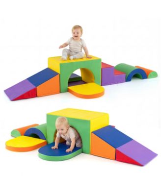 7-Piece PU Leather Toddler Climbing Blocks Set, Soft Foam for Safe Indoor Activity and Motor Skills