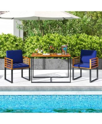 Outdoor Acacia Wood Dining Chair Set with Comfortable Cushions