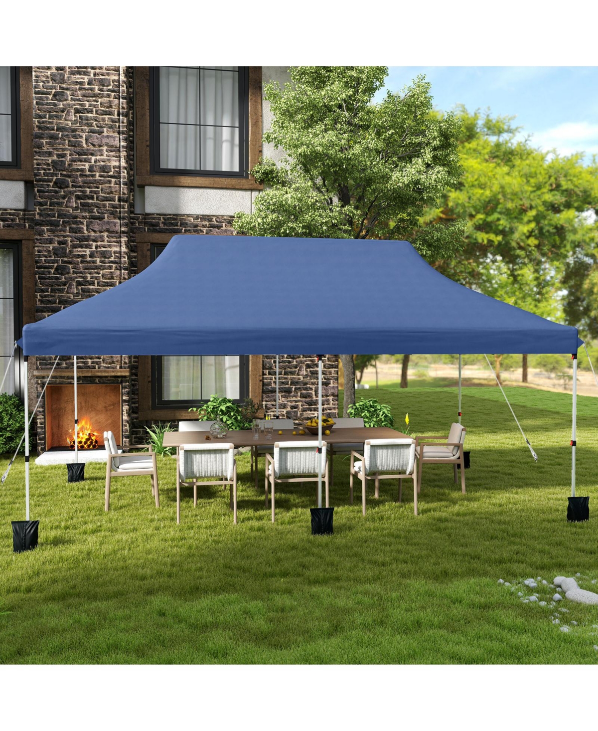 Mecale 10x20 ft Foldable Pop-Up Canopy Tent with Carry Bag for Outdoor Use