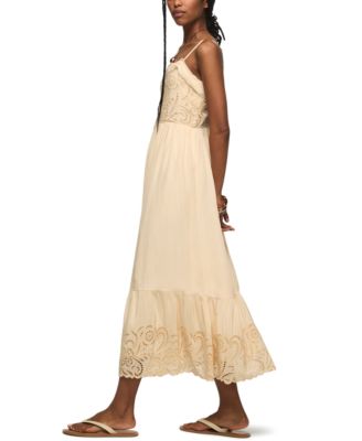 Women's Flowy Cutwork Square Neck Dress