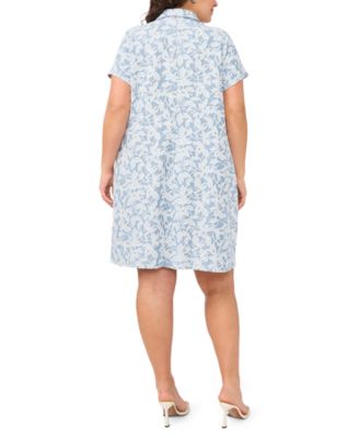 Plus Size Collared Neck Zip-Front Short Dress