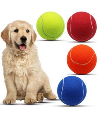 Pack of 4 Large Tennis Balls 4 Inch Big Size for Dogs Colorful Pet Chew Toys for Outdoor and Indoor Training with Portable Mesh Bag