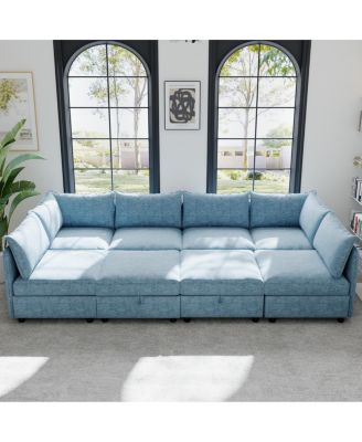 Modular Sectional Sofa with Storage & Sleeper - Flexible Fabric Combinations