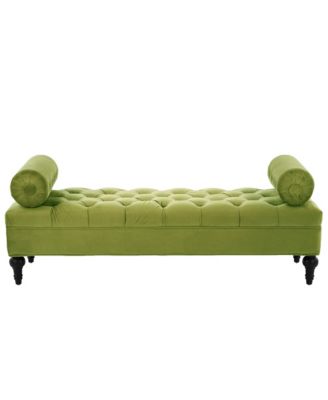 Modern Velvet Ottoman Bench, Comfy Upholstered Footstool with 2 Detachable Pillows, Bedroom End of Bed Bench for Living Room, Entryway