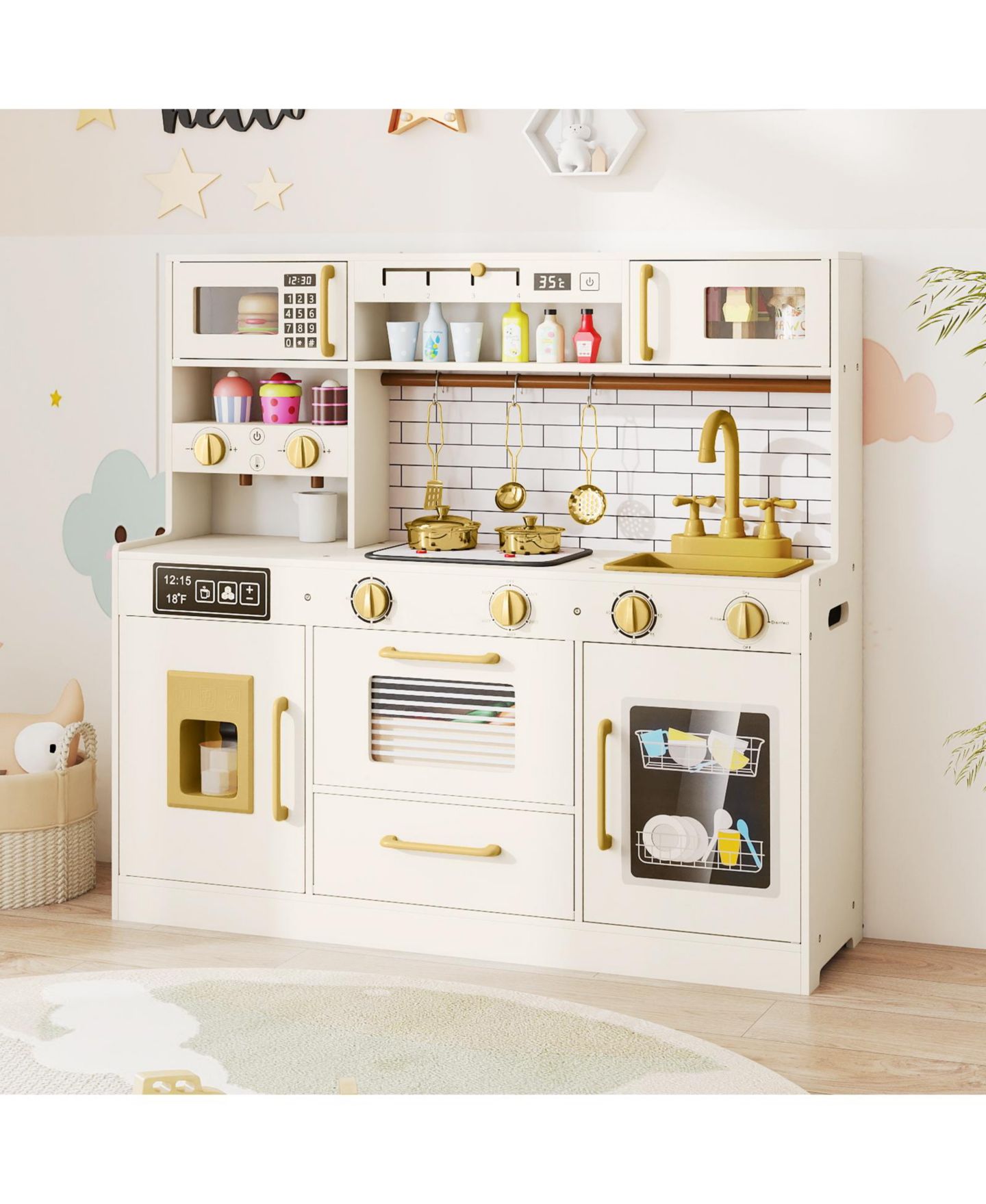 Детский игровой набор Mecale Kitchen Playset with Light and Sound Effects, 10-Piece, Ages 3+, цвет: Белый — фото 11