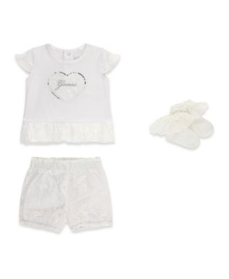 Baby Girls' Short-Sleeve T-Shirt, Shorts & Sock, 3-Piece Set