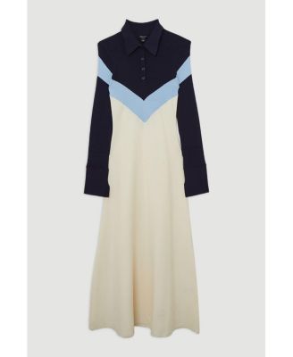 Women's Rib-Knit Polo Top Maxi Dress