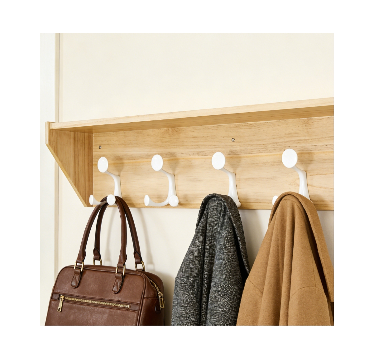 Yigii Lightweight Hardwood Coat Rack with 5 Hooks for Entryways