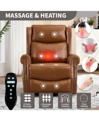 Manual Recliner Chair Heat Massage with Rocker and Swivel