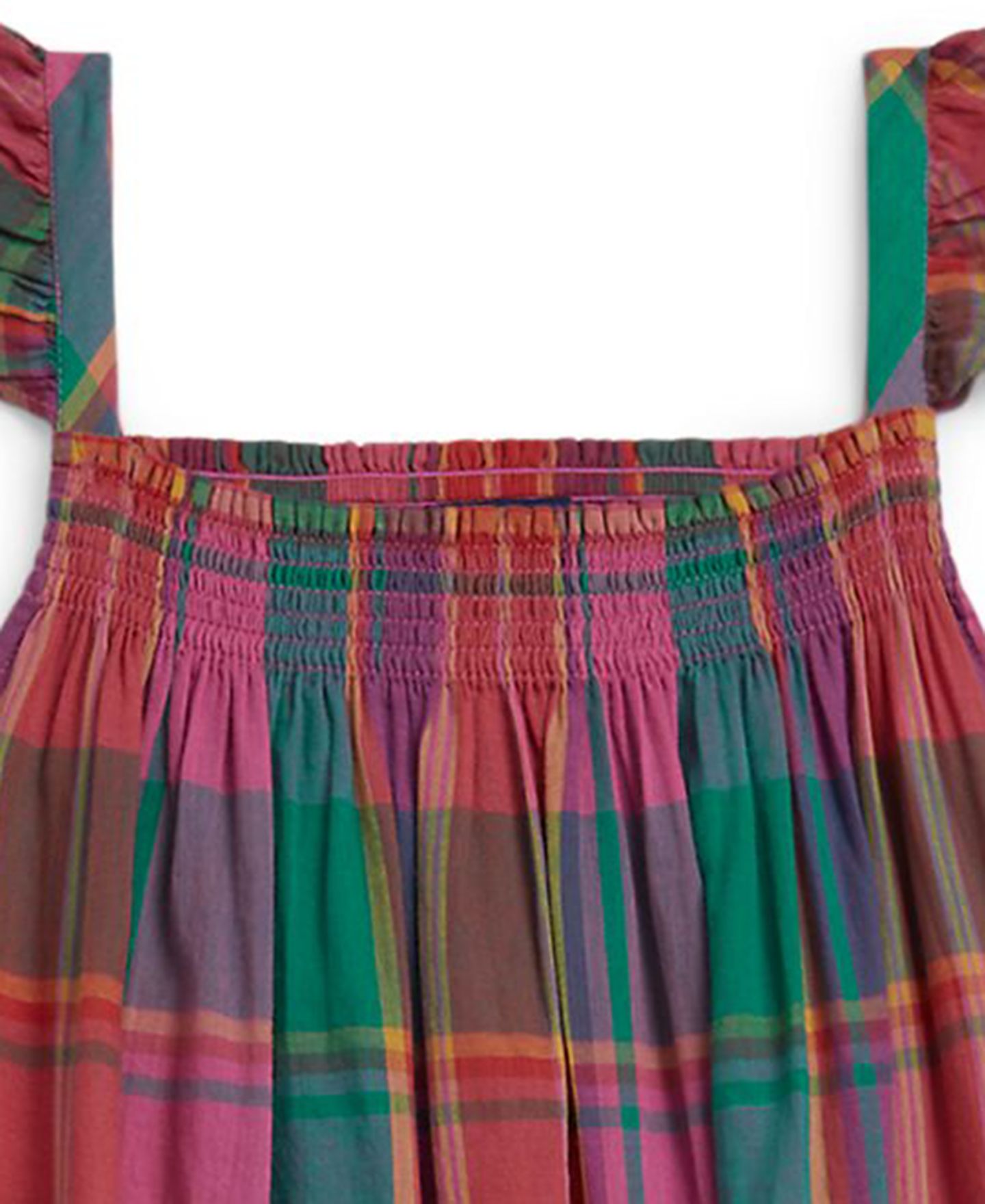 Платье Polo Ralph Lauren Plaid Cotton Madras Dress для девочек, цвет: Розовый / Зелёный — фото 3