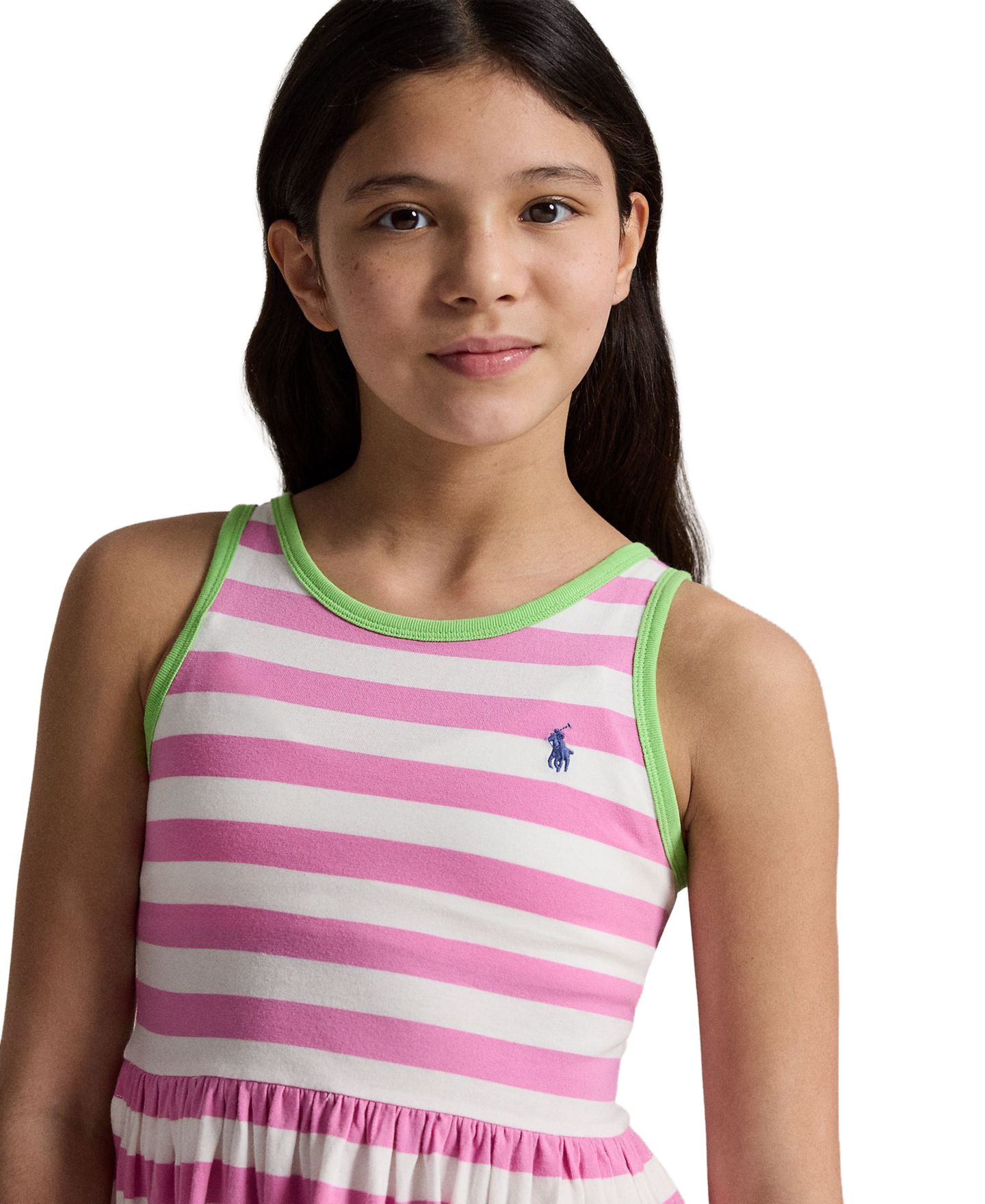 Платье Polo Ralph Lauren Striped Cotton Jersey Dress для девочек, цвет: Розовый / Белый — фото 3