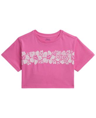 Girls' 2T-6X Floral-Print Logo Cotton Boxy T-Shirt