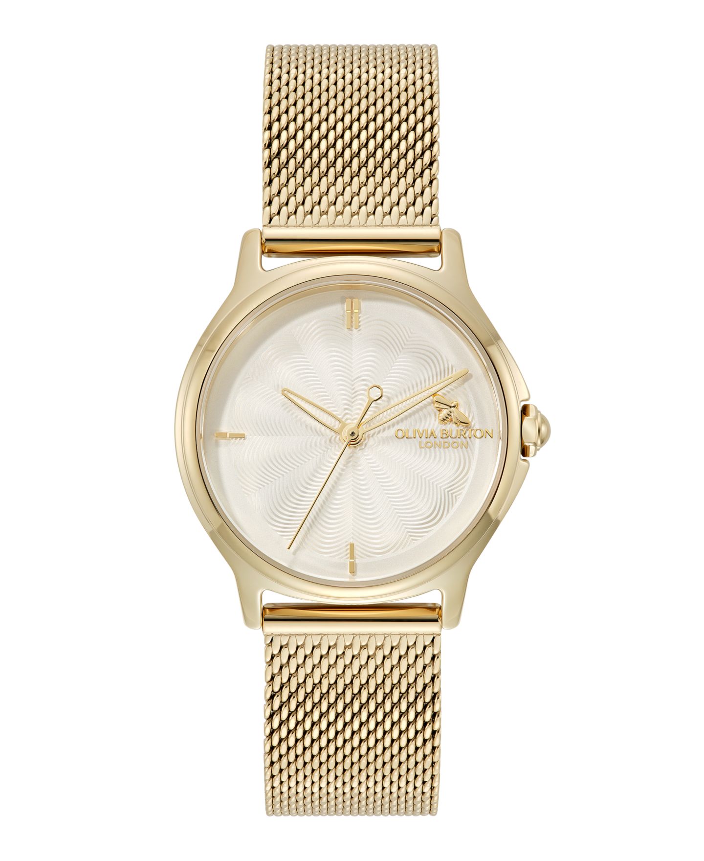 Женские часы Olivia Burton OB Classic Bee Gold Tone Stainless Steel Mesh Bracelet Watch, 29.8mm — фото 1