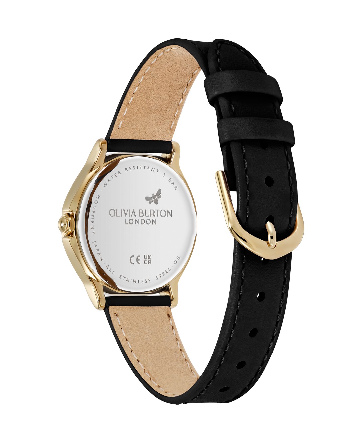 Женские часы Olivia Burton OB Classic Bee с чёрным кожаным ремешком, 29.8 мм — фото 4