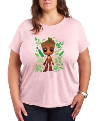 Plus Size Guardians Of The Galaxy Baby Groot Leaf Short-Sleeve Graphic T-Shirt