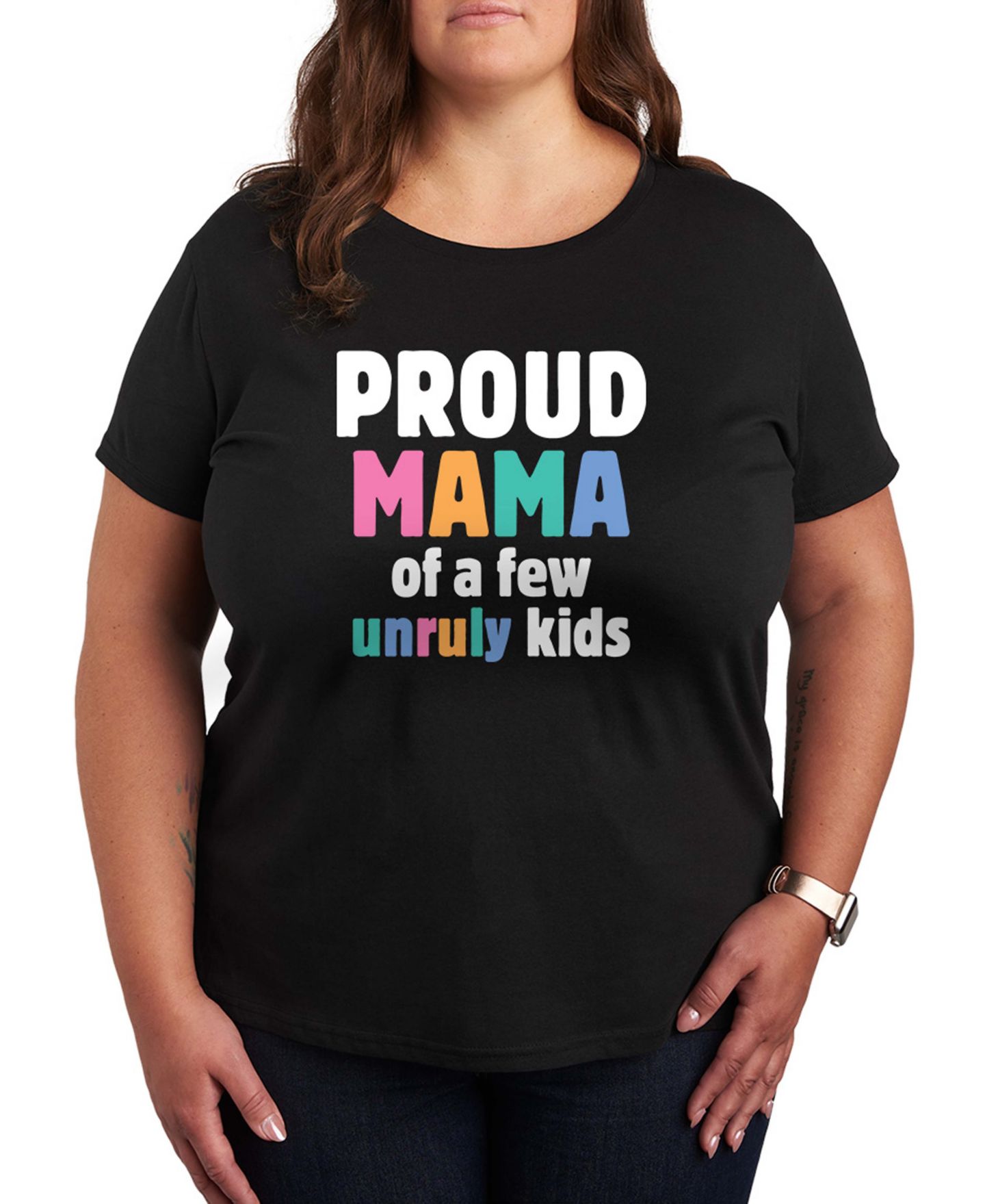 Женская футболка Hybrid Apparel Plus Size Instant Message Proud Mama Short-Sleeve Graphic, цвет: Чёрный — фото 1