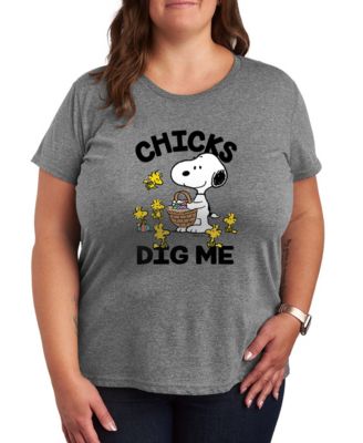 Plus Size Peanuts Easter Chicks Dig Me Snoopy Short-Sleeve Graphic T-Shirt