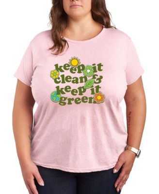 Plus Size Instant Message Keep Clean Keep Green Short-Sleeve Graphic T-Shirt