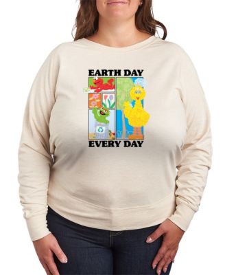 Plus Size Sesame Street Earth Day Every Day French Terry Long-Sleeve T-Shirt