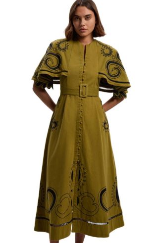 baroque midi dress The Vera Dress in Gold Baroque Floral 12 / Gold Baroque Floral