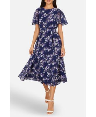 Women's Blossom Print Midi Skater Dress