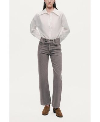 Women's Washed Straight-Leg Jeans