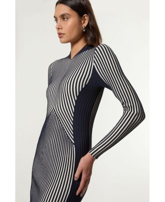 Women's Fitted Long Sleeve Midi Dress