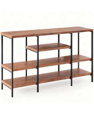 4-Tier 55" Rustic Industrial Console Table for Living Room Decor