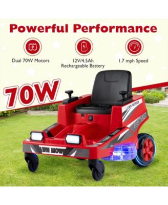 12V Ride on Lawn Mower for Kids with Dual Control Sticks and LED Lights