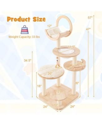 4-in-1 Wooden Cat Tower with Space Capsule Nest, Indoor Cat Tree for Climbing & Lounging