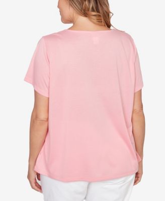 Plus Size Solid Short-Sleeve Top with Keyhole Neckline