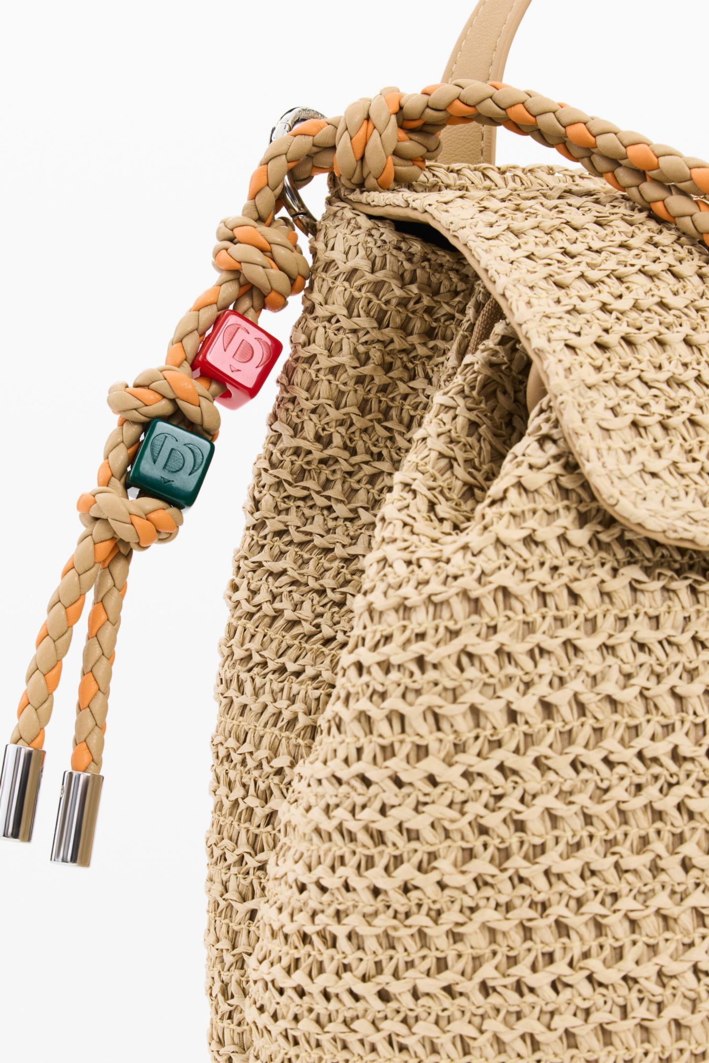 Женские брелоки Desigual Small raffia backpack charms, цвет: Тёмный бежевый — фото 5