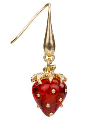 Gold-Tone Plated Strawberry Wire Drop Earrings