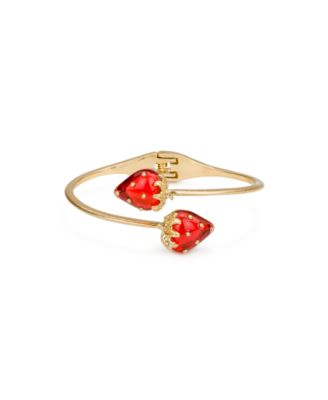 Gold-Tone Plated Strawberry Cuff Bracelet
