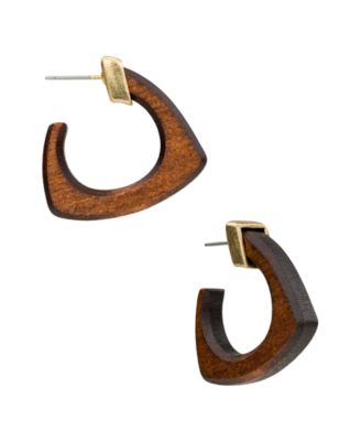 Gold-Tone Plated Wood Hoop Earrings