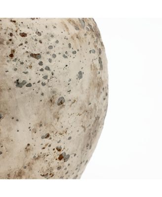 Rustic Antiqued Terracotta Vase, 10.4-Inch Round Bouquet Holder for Farmhouse Decor