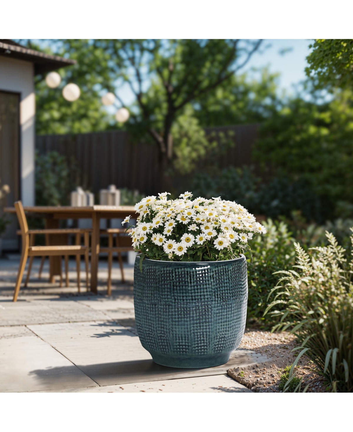 LuxenHome Marina Gray -Inch Round Ceramic Planter